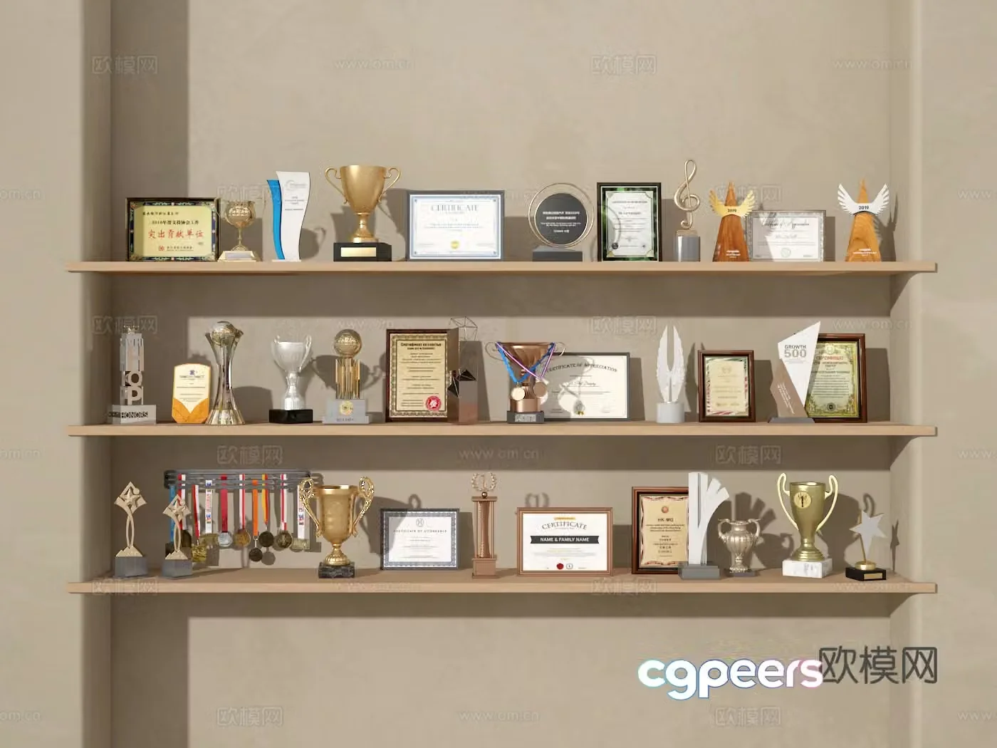Certificate Trophy Ornament 3D Model