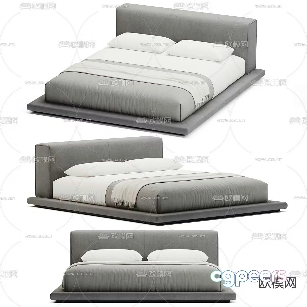 Modern double bed 3d model