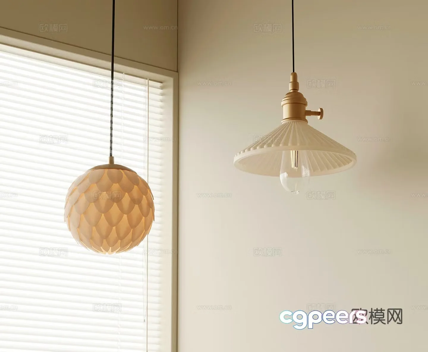 Creamy Fishing Line Chandelier Small Chandelier 3D Model