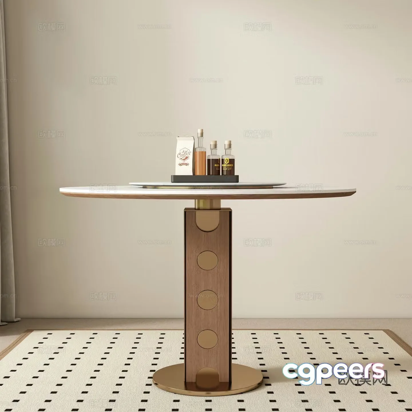 Casual table and chairs Round dining table 3D model