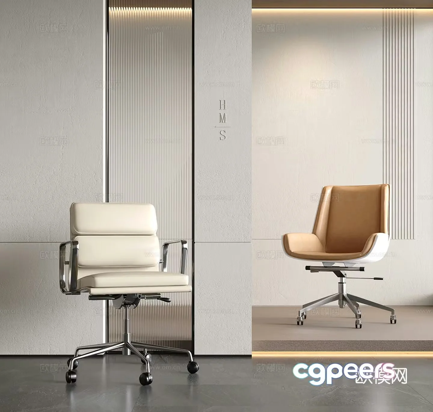 Modern office chair Computer chair Leather swivel chair 3d model