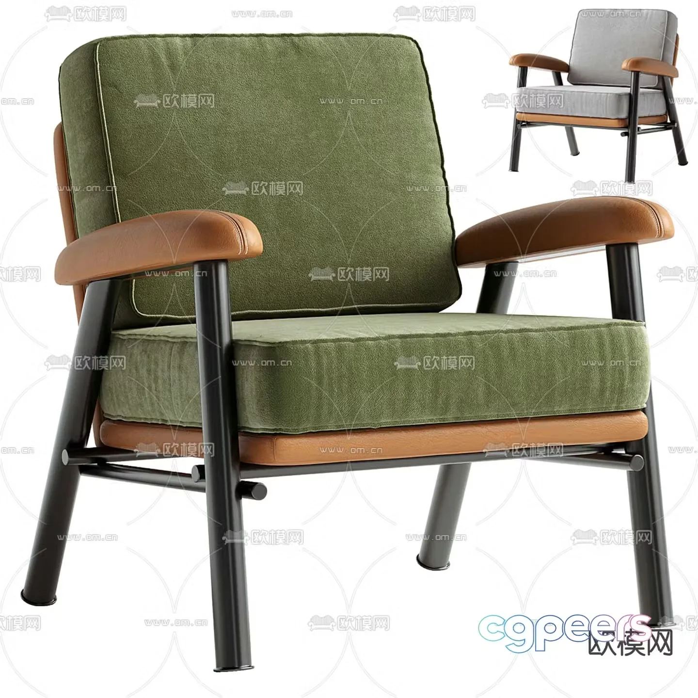 Green sofa chair leisure chair armchair 3d model