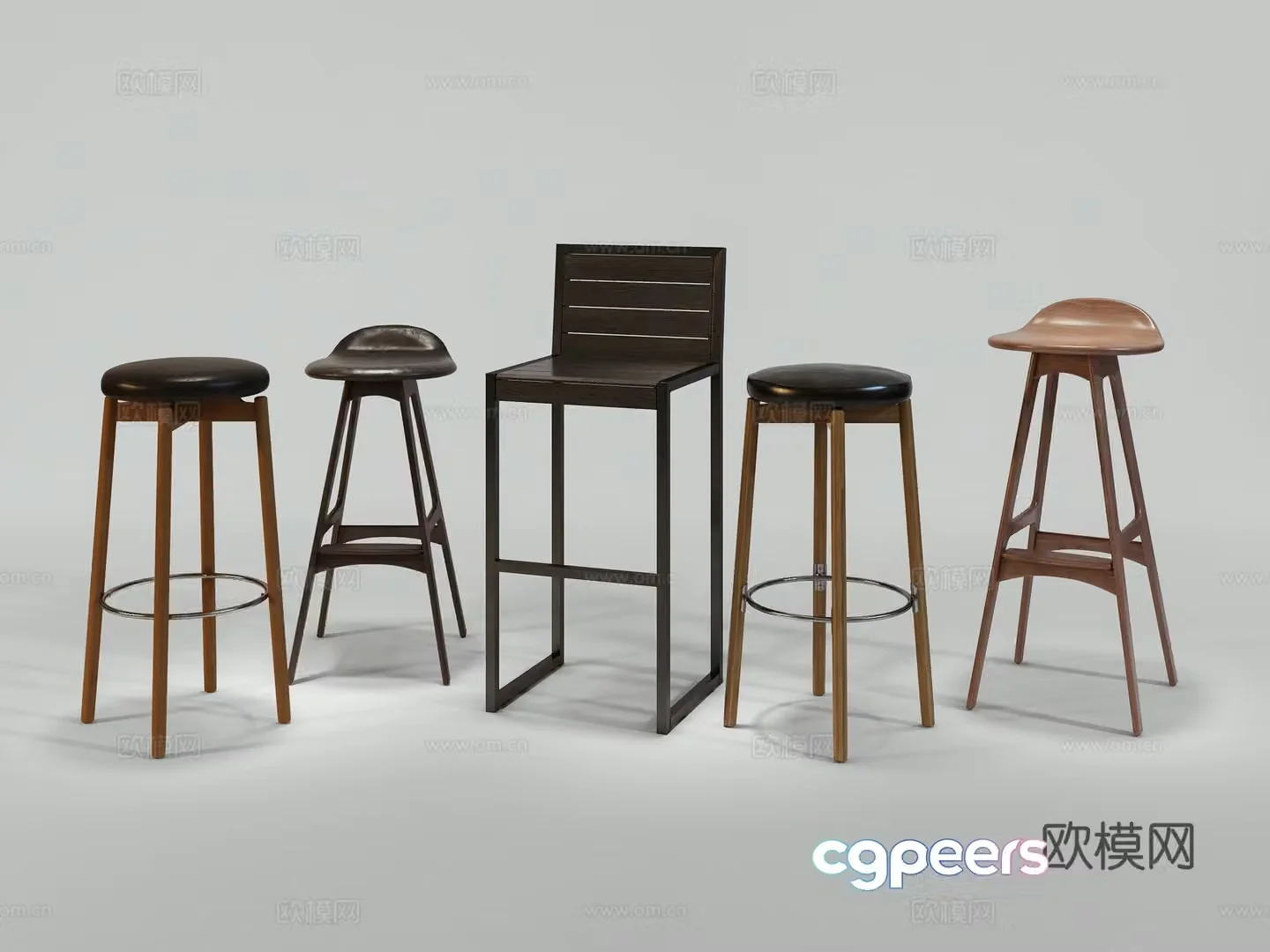 Modern bar chair Bar bar chair Restaurant bar chair Bar chair Combination 3D model