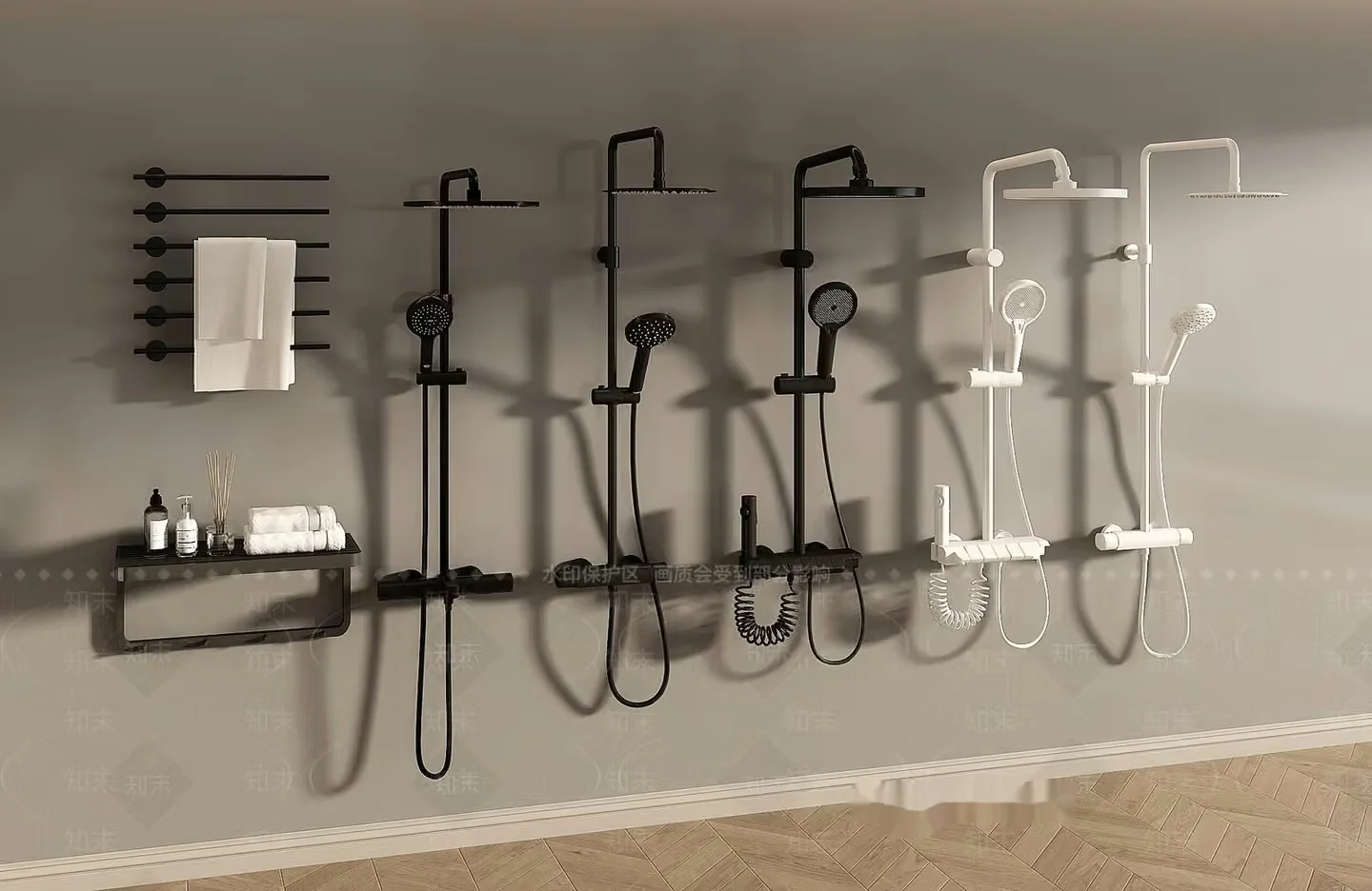 Black And White Shower Fixtures 3D Model – 15229 – VRAY Render