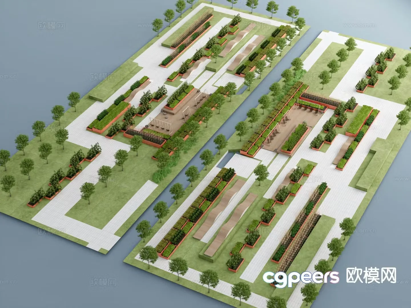 Landscape Park Linear Park 3d model