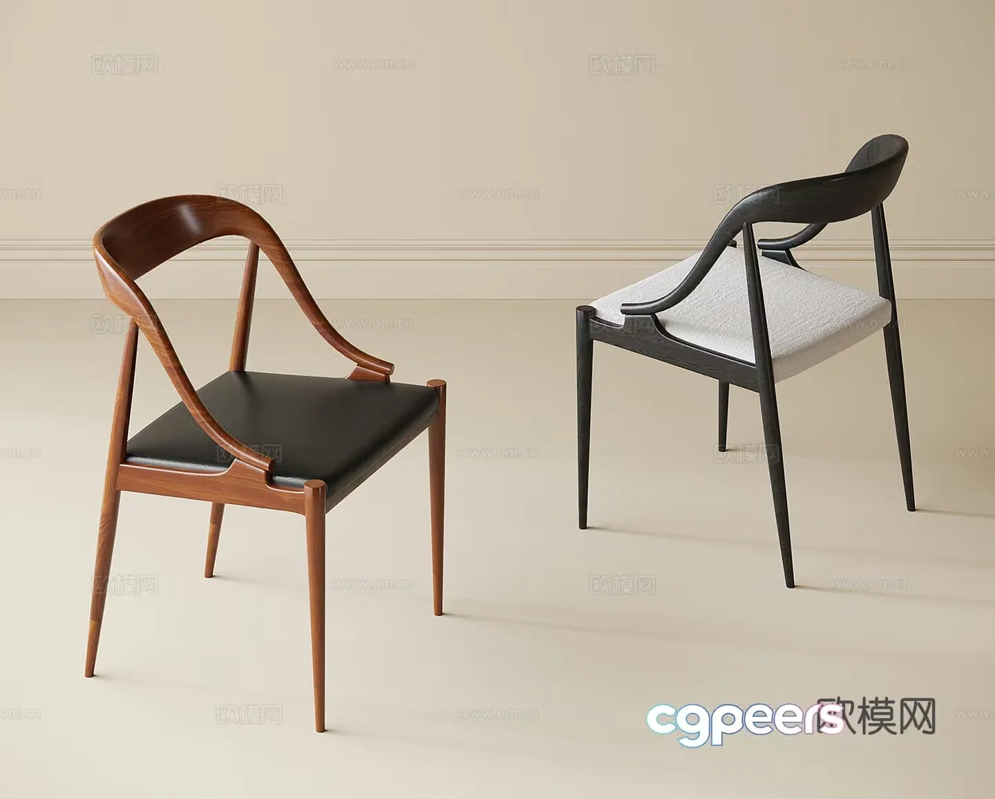 Modern dining chair single chair tea chair book chair 3d model