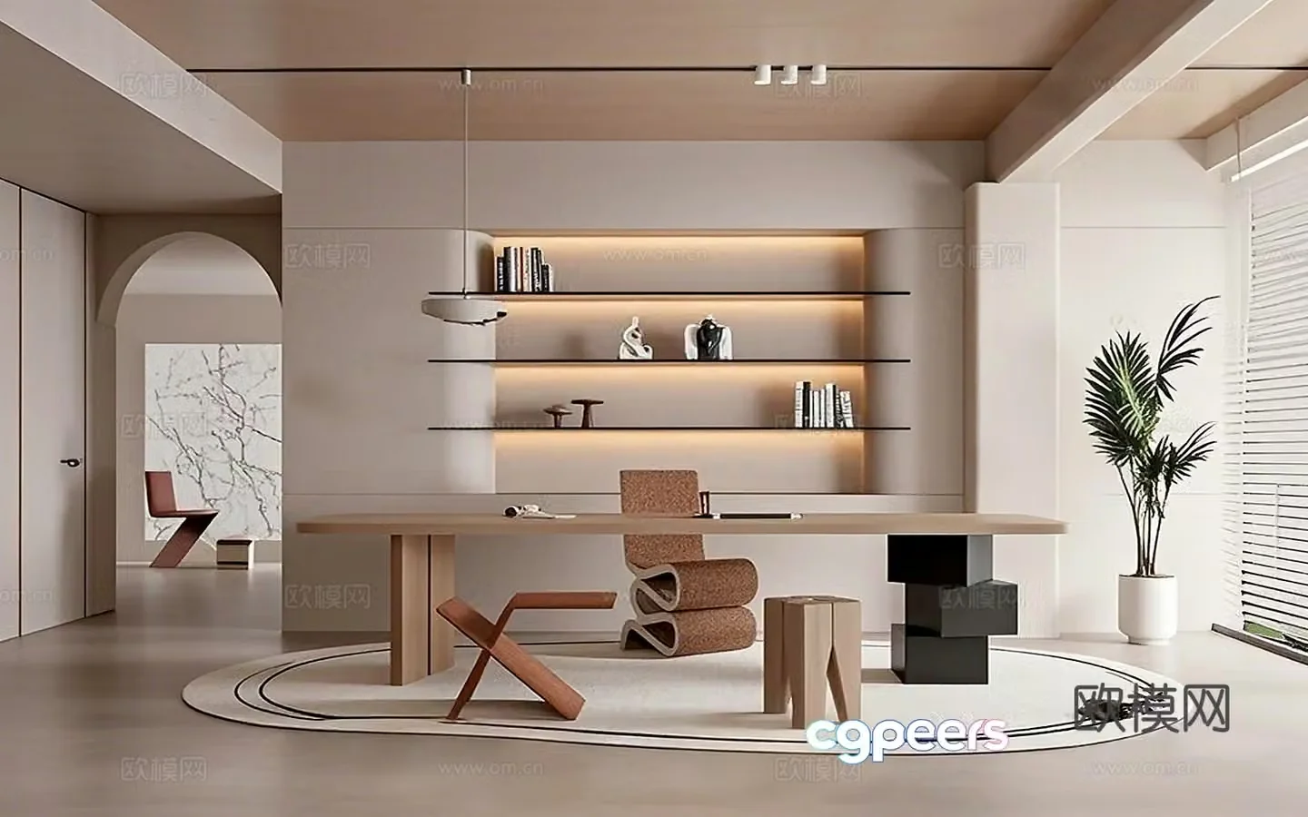 Modern study 3d model
