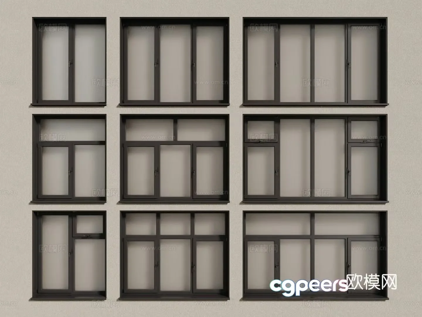 Modern windows aluminum alloy windows casement windows floor-to-ceiling windows 3d model