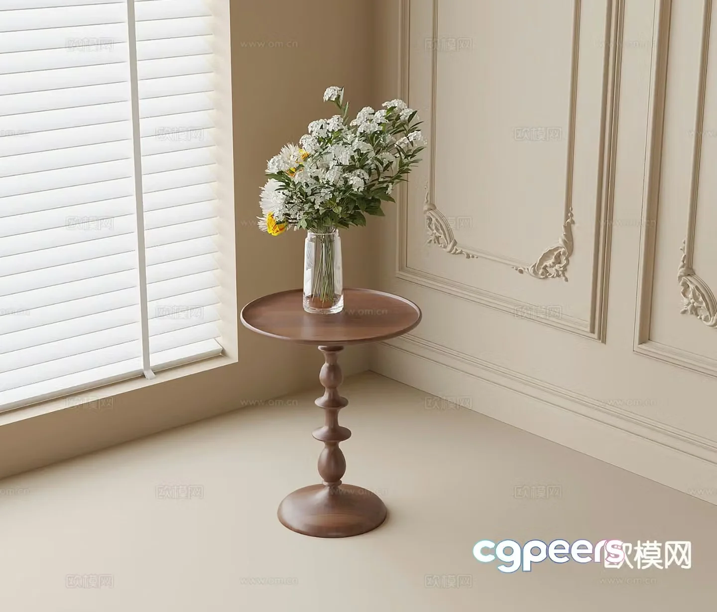 Medieval style round table side table corner table table table 3D model