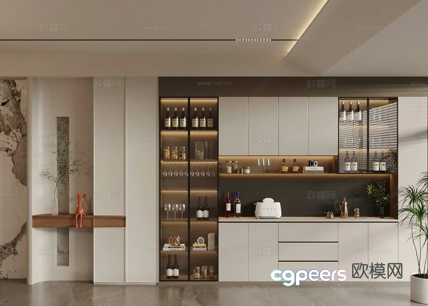 Modern light luxury sideboard light luxury Italian sideboard sideboard ornaments shoe cabinet sideboard wine cabinet 3D model