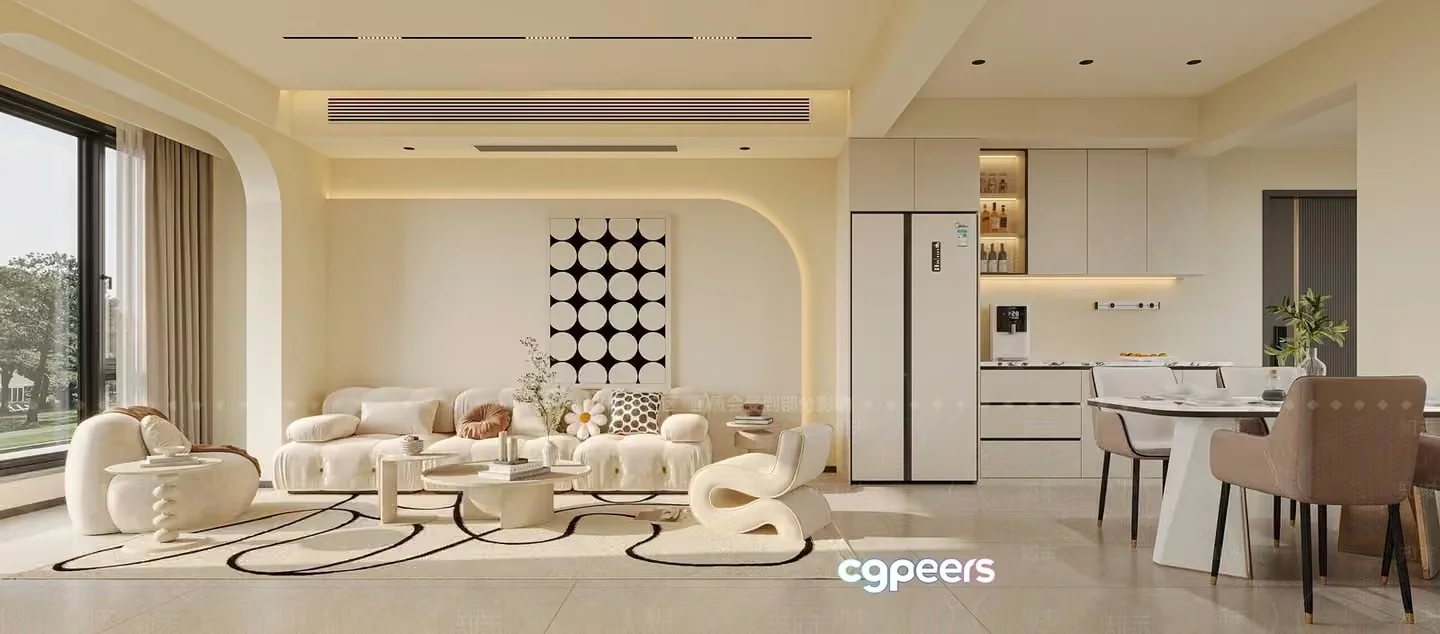 Modern Living Room 3D Model – 3790 – VRAY Render
