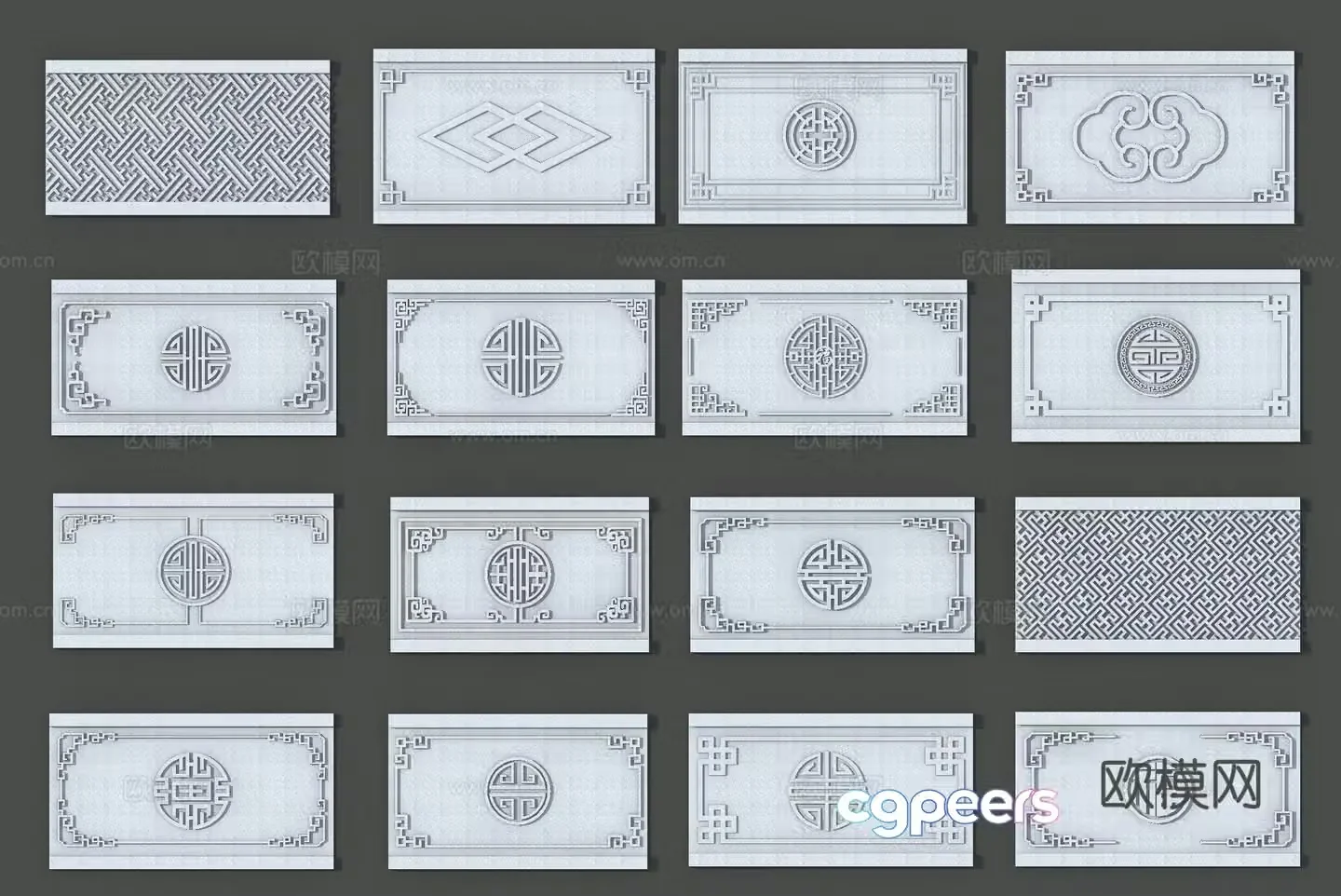 Window panel Chinese style flower panel Chinese style relief Chinese style carving 3D model