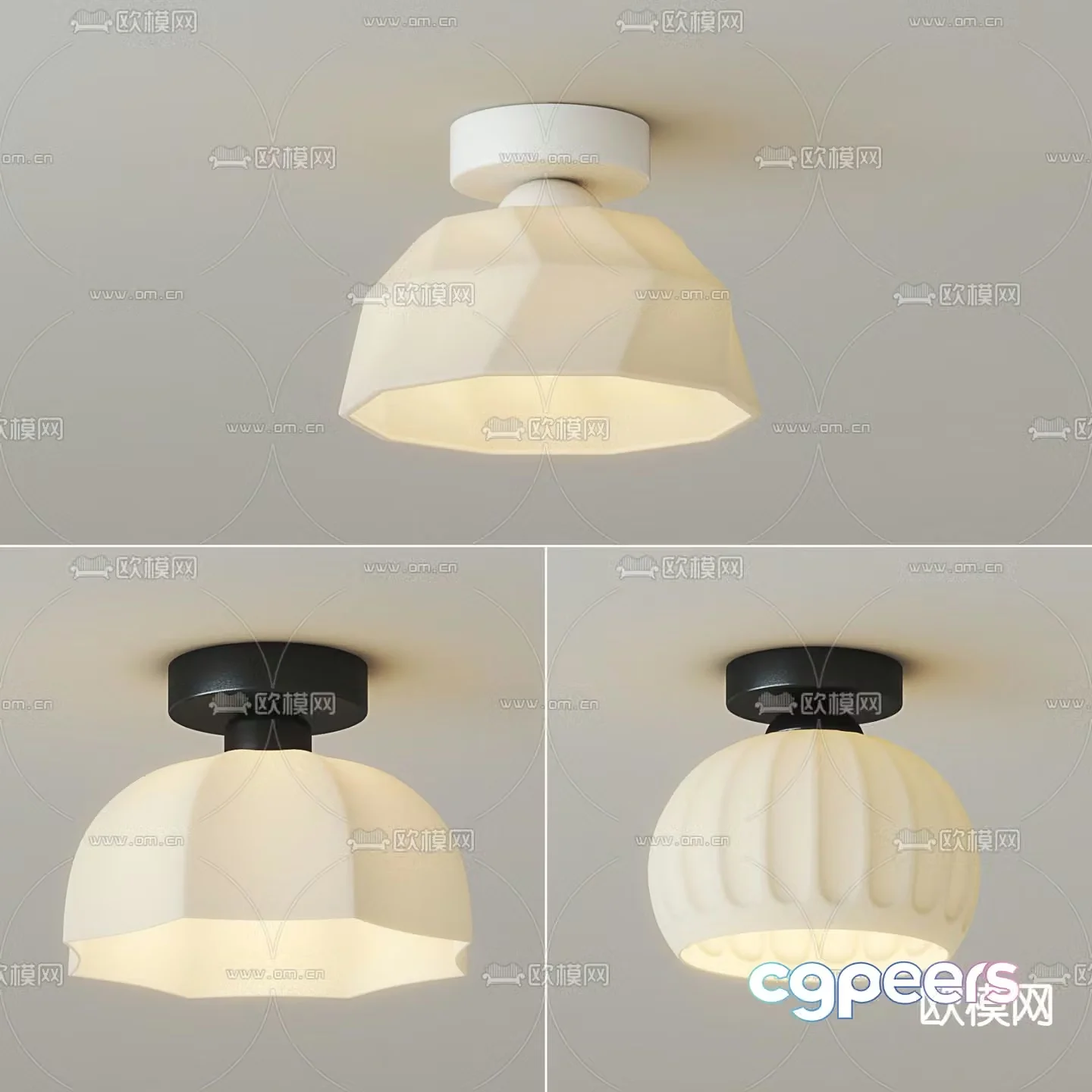 Cream style ceiling lamp 3d model