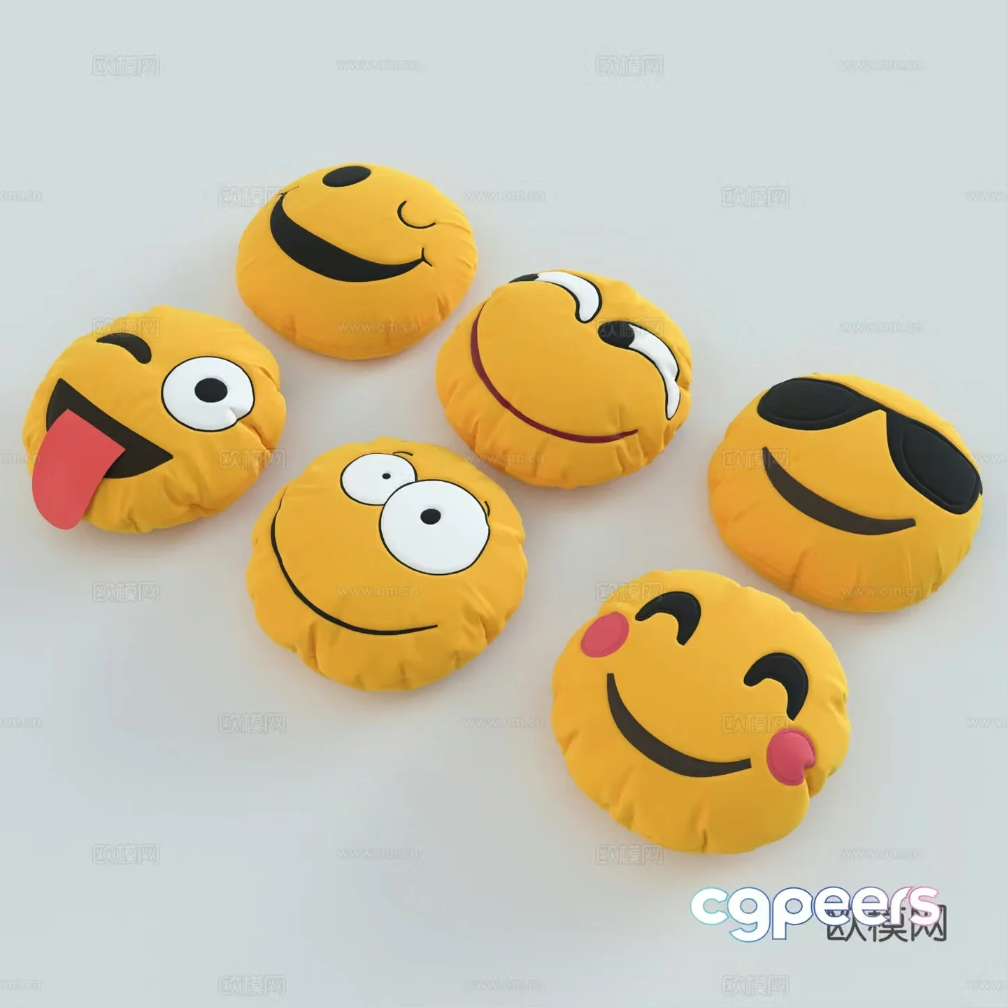 Modern smiling face fabric pillow 3D model