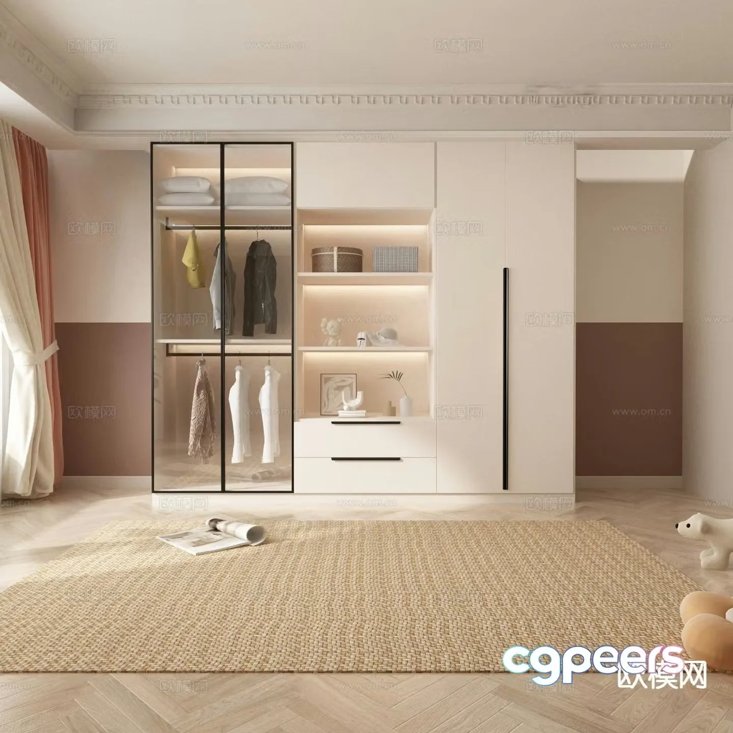 Cream style wardrobe 3d model