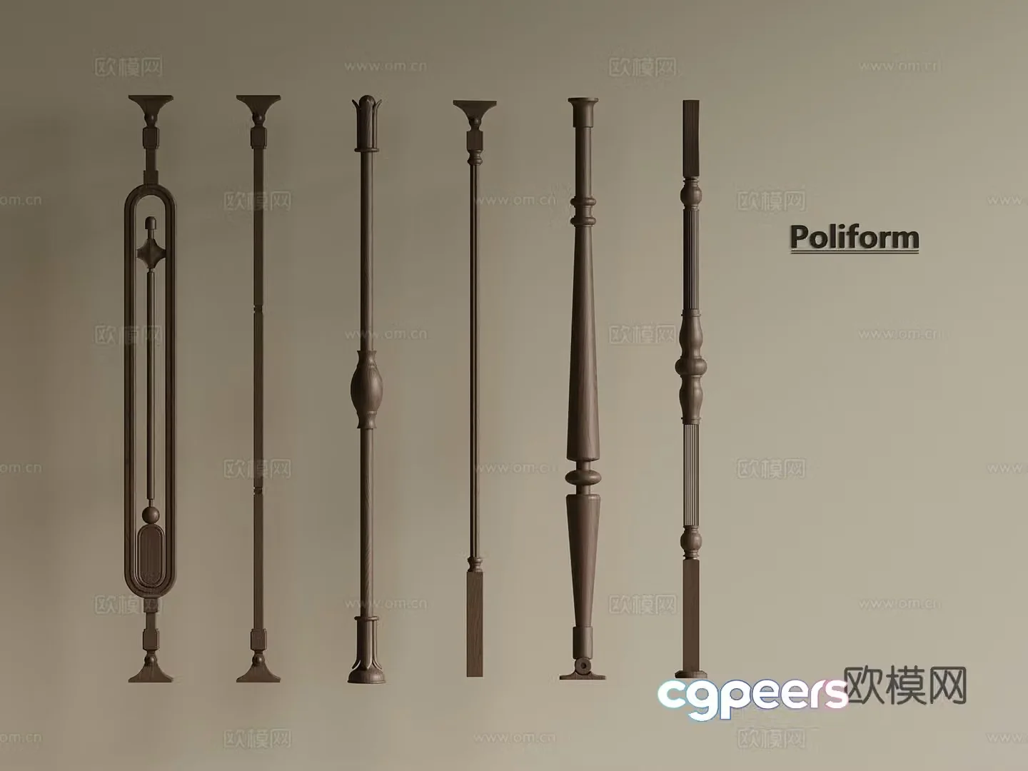 New Chinese style medieval handrail guardrail stair railing 3D model