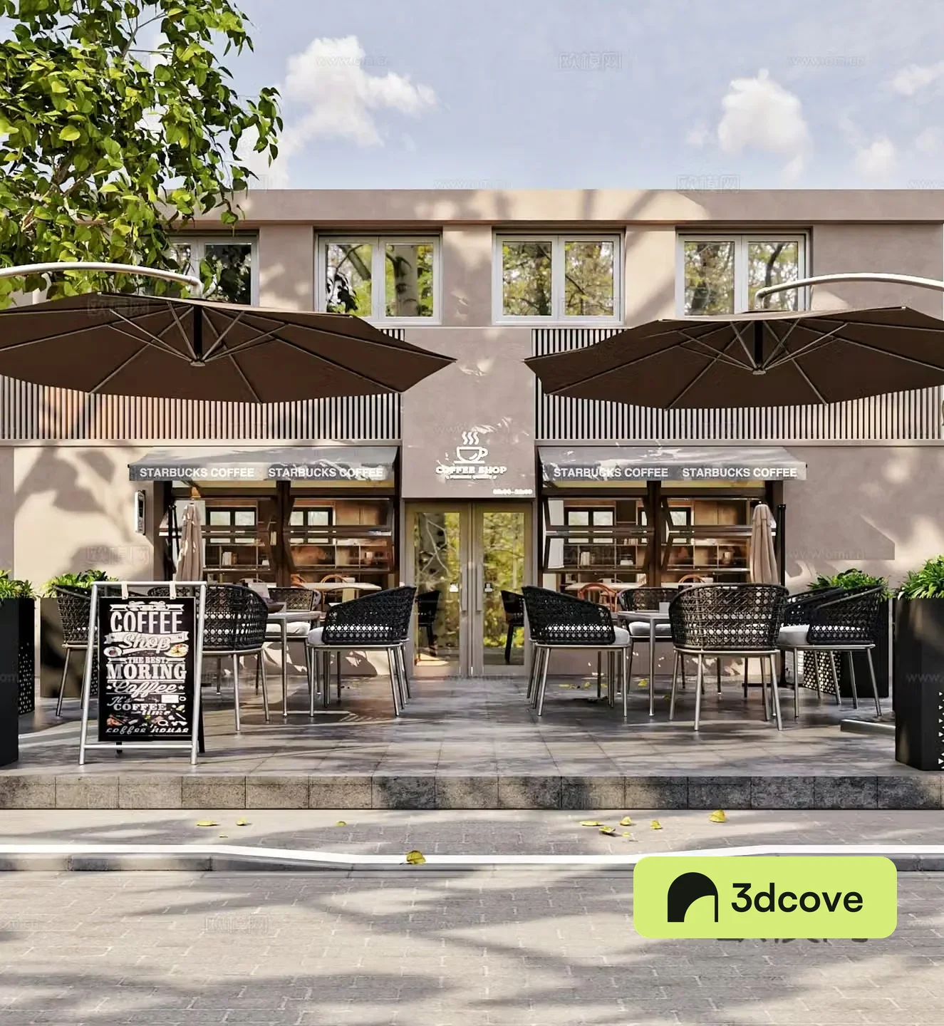Coffee shop front commercial exterior