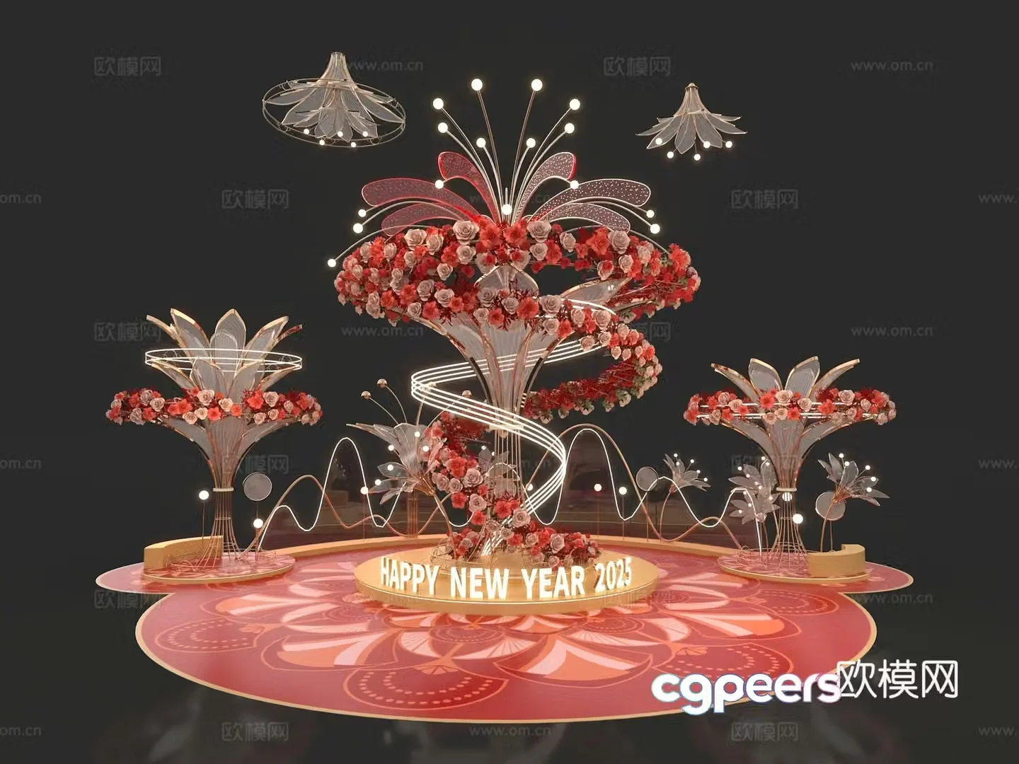 Modern floral New Year display 3D model