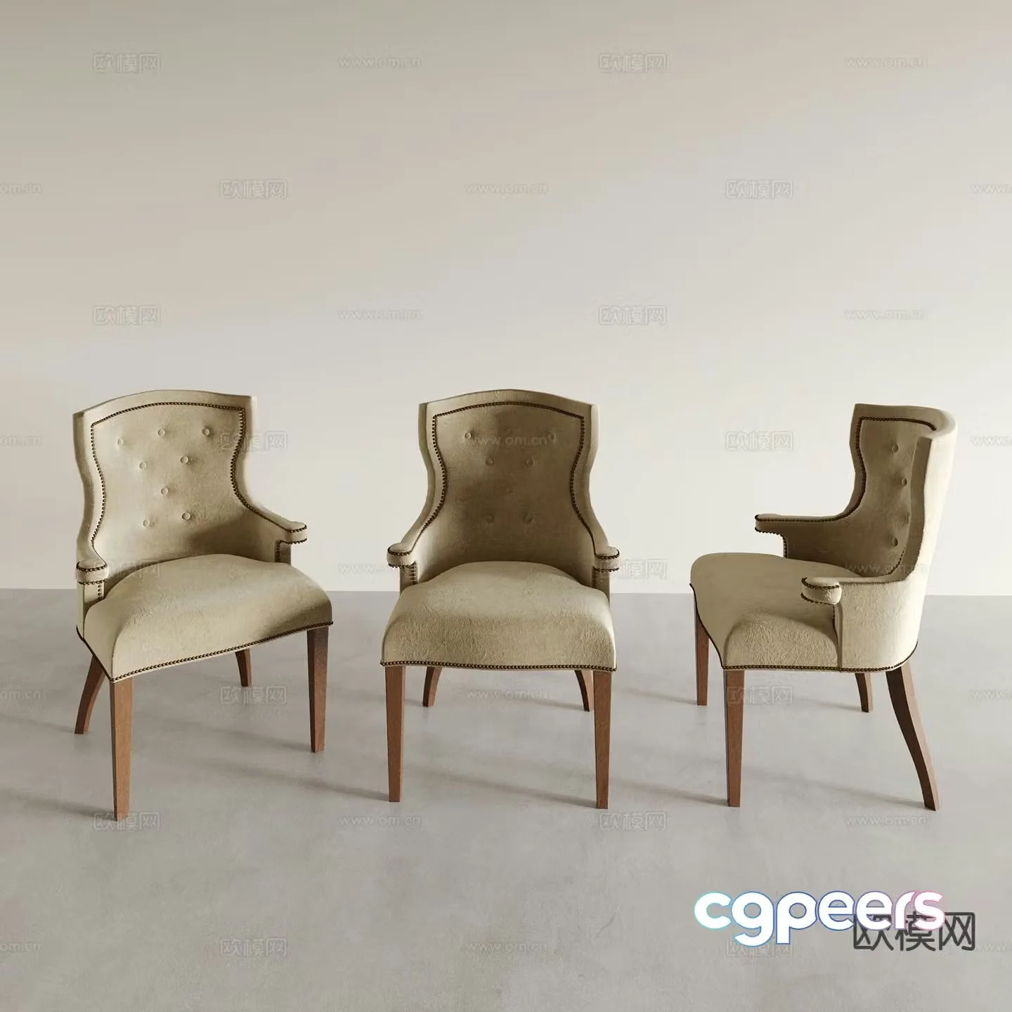 French chair dining chair 3d model