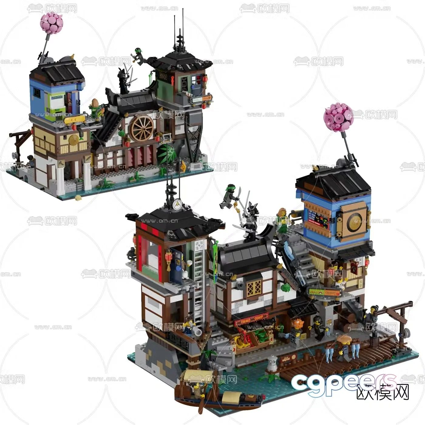 Modern house building blocks toy 3d model