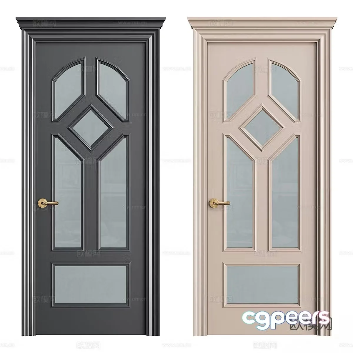 French bathroom door 3d model