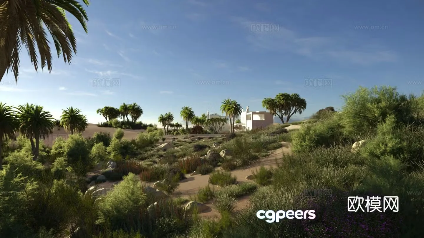 Desert scene tropical plants 3d model