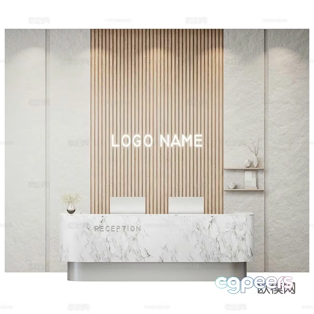 Modern front desk reception desk 3d model