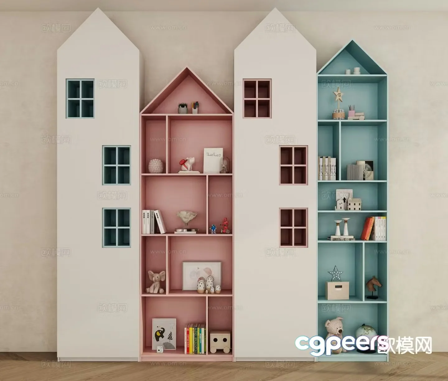 Modern children’s bookcase 3d model