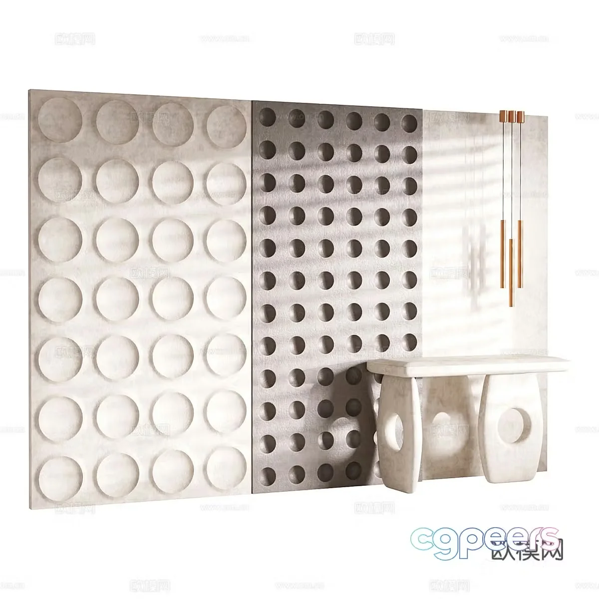 New Chinese style wasabi background wall 3D model