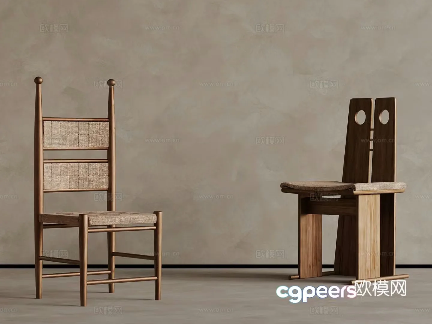 Medium style leisure chair single chair without armrests 3D model