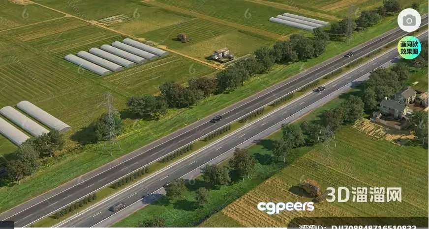 A 3D Rendering Of A Highway In A Rural Area 3D Model – 8026 – VRAY Render