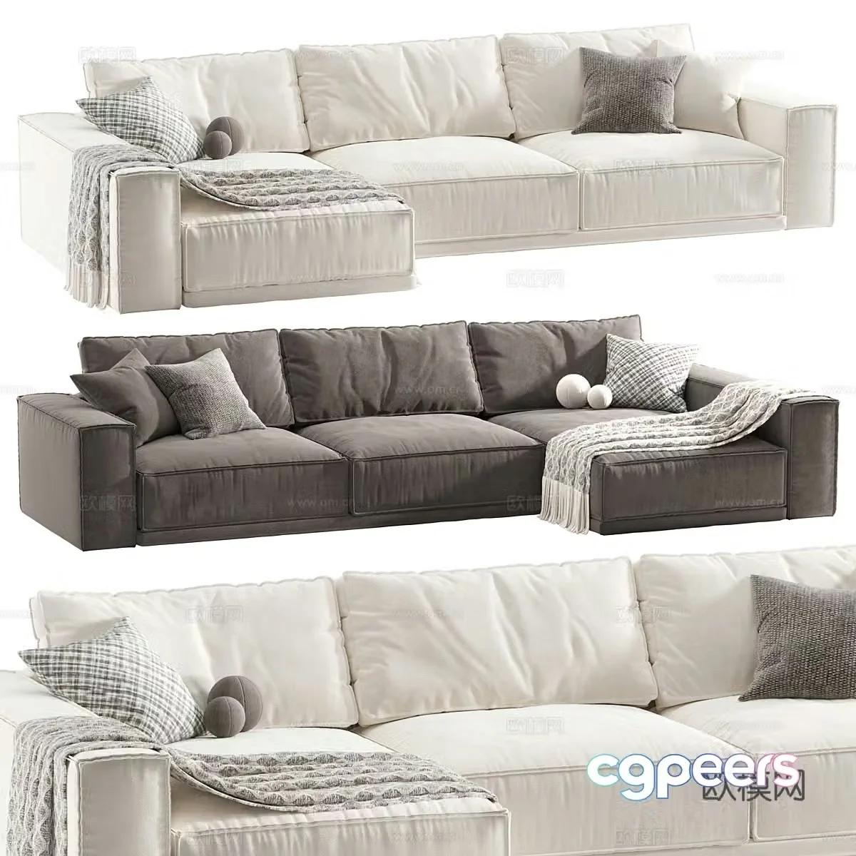 Three seater sofa corner sofa 3d model