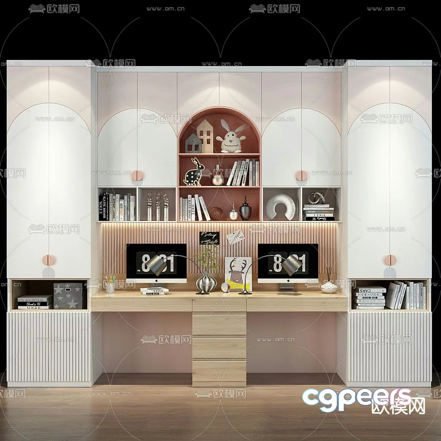 Children’s desk bookcase 3d model