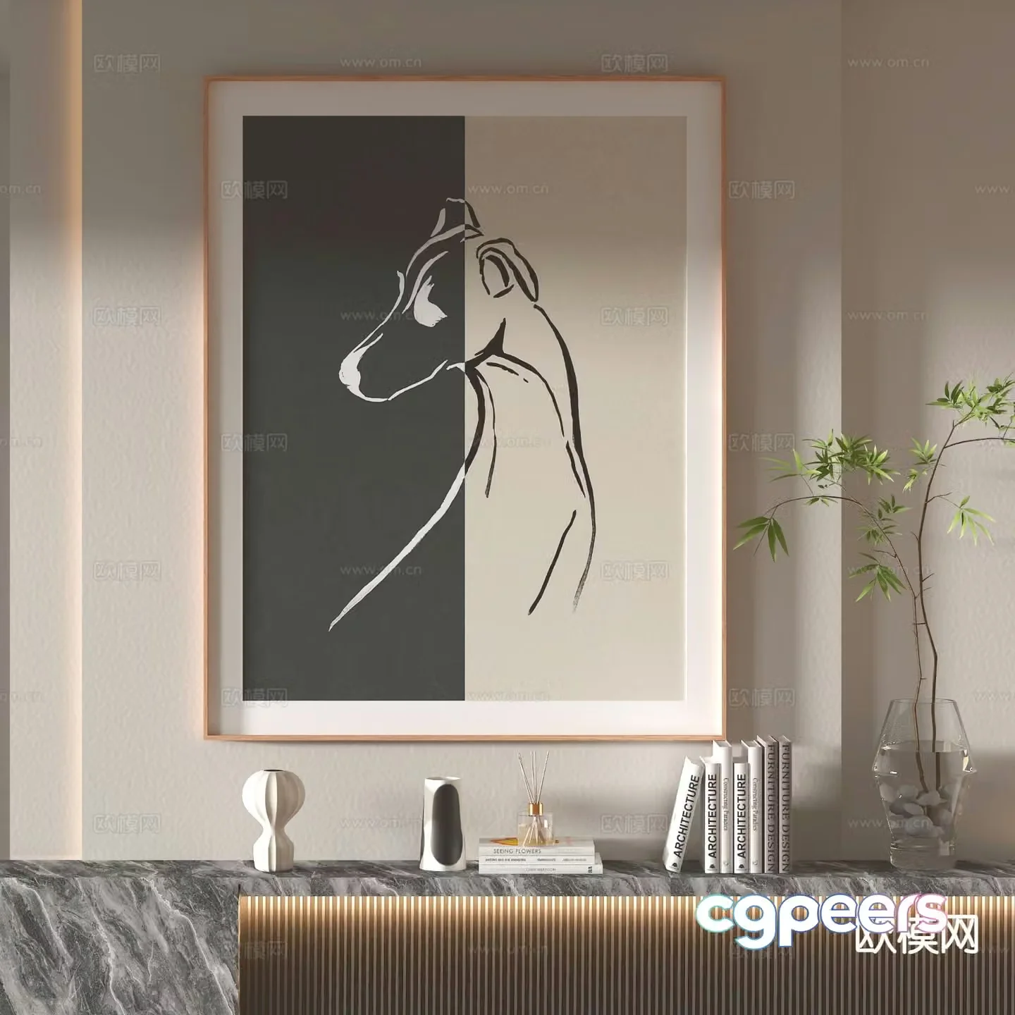 Wabi-sabi painting decorative painting art painting hanging painting 3D model