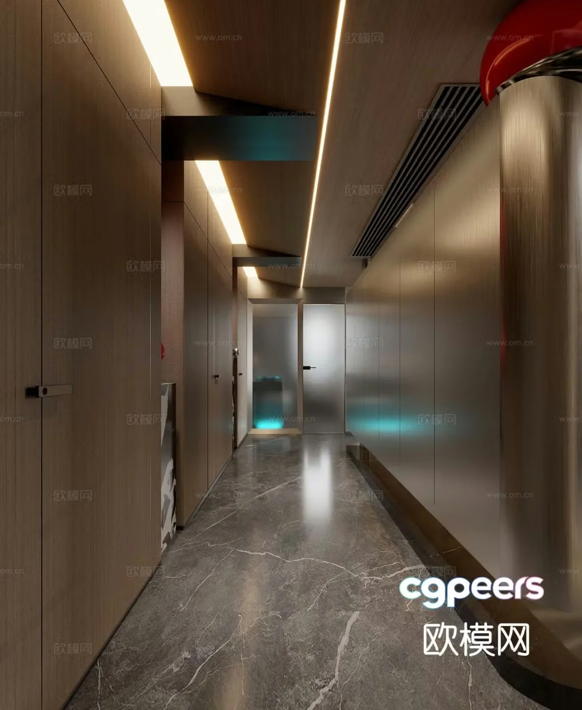 Modern Corridor Hotel Corridor Aisle Aisle Ceiling Sculpture 3D Model