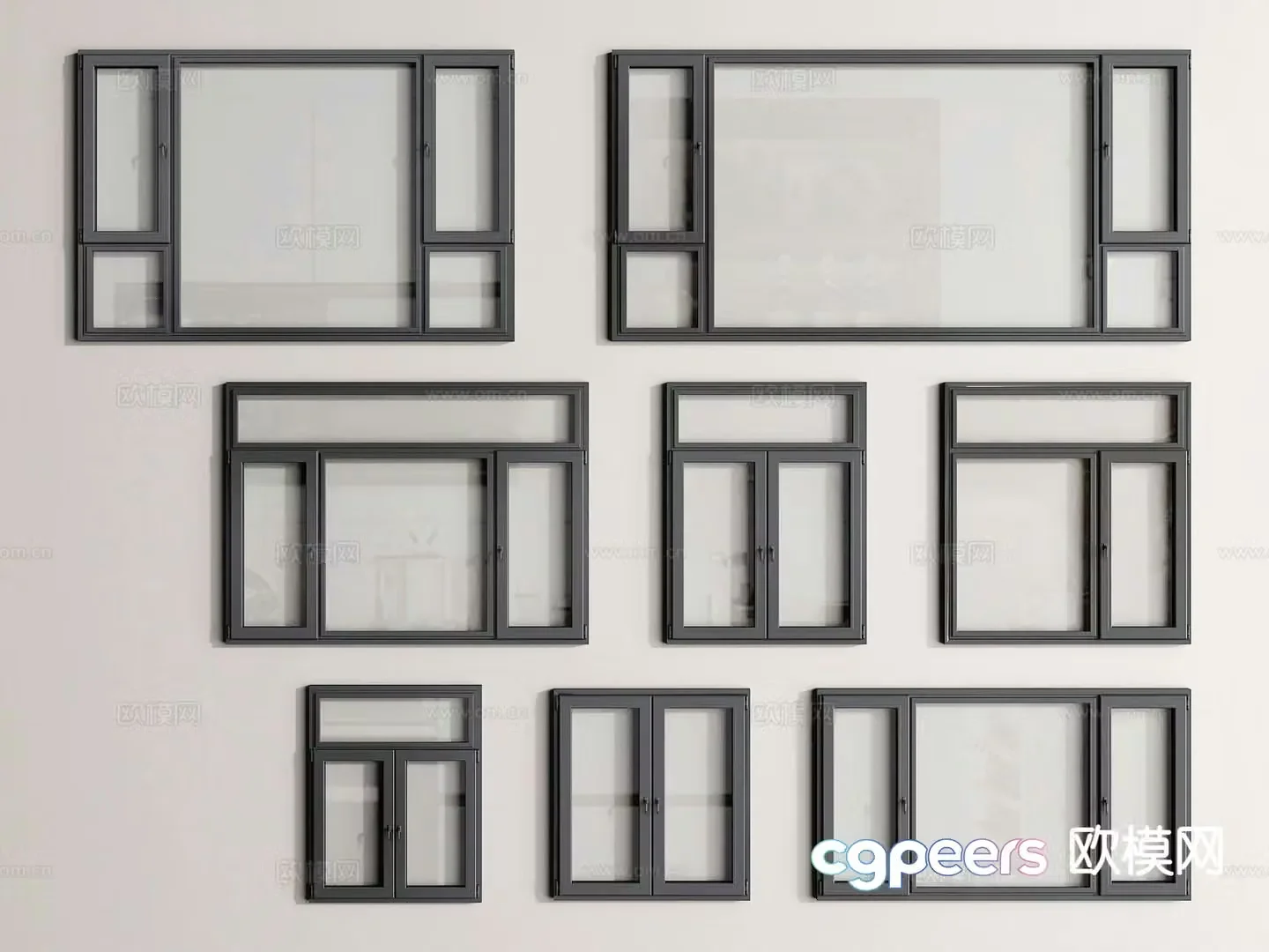 Modern windows casement windows floor-to-ceiling windows aluminum broken bridge windows 3D model