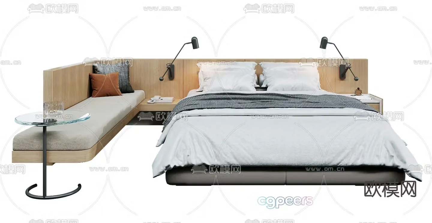 Modern double bed 3d model