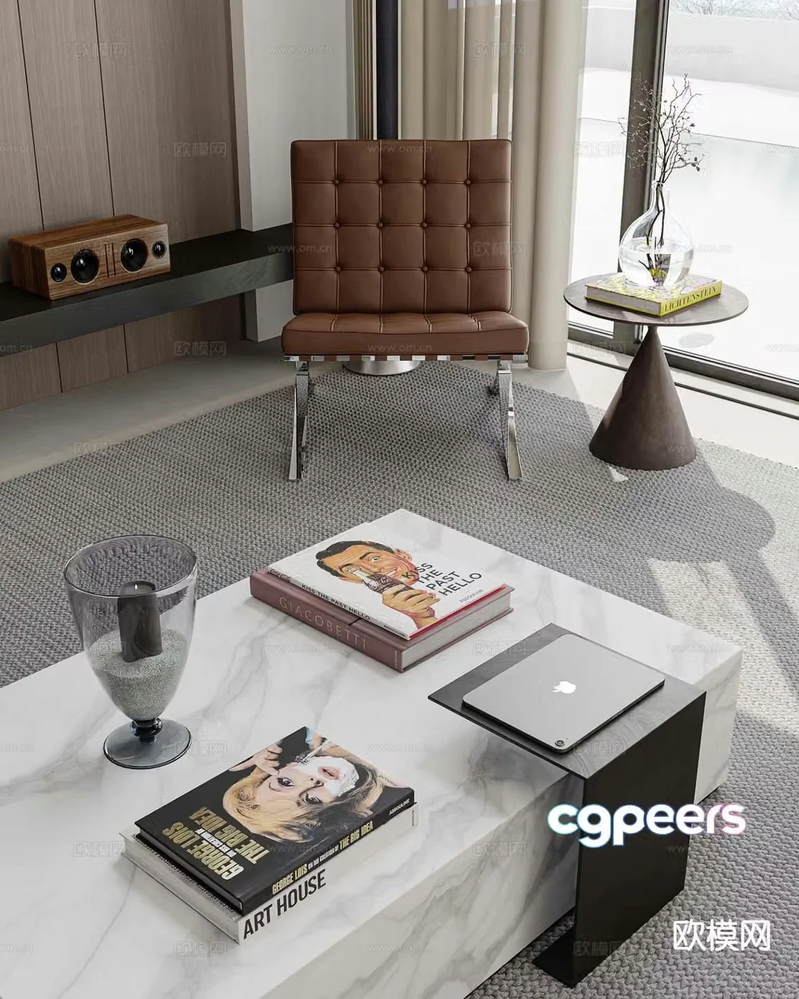 Modern leisure chair coffee table 3d model