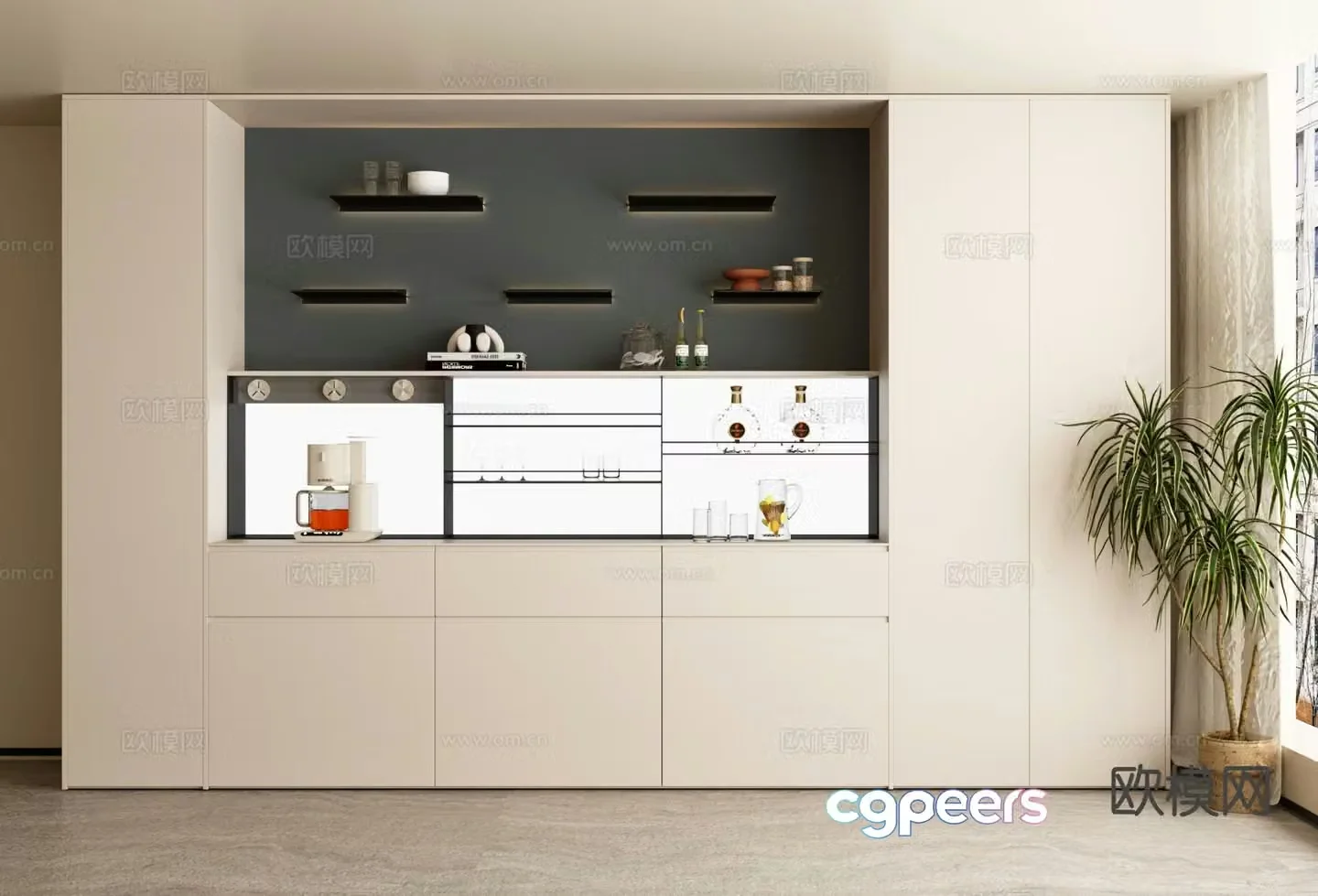Modern wine cabinet sideboard 3d model