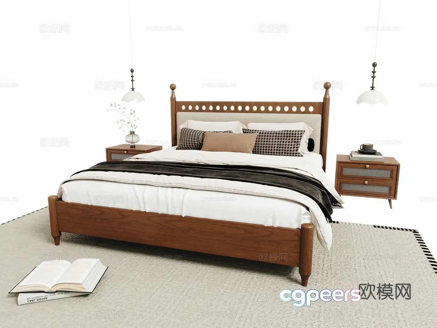 Middle-aged double bed 3D model
