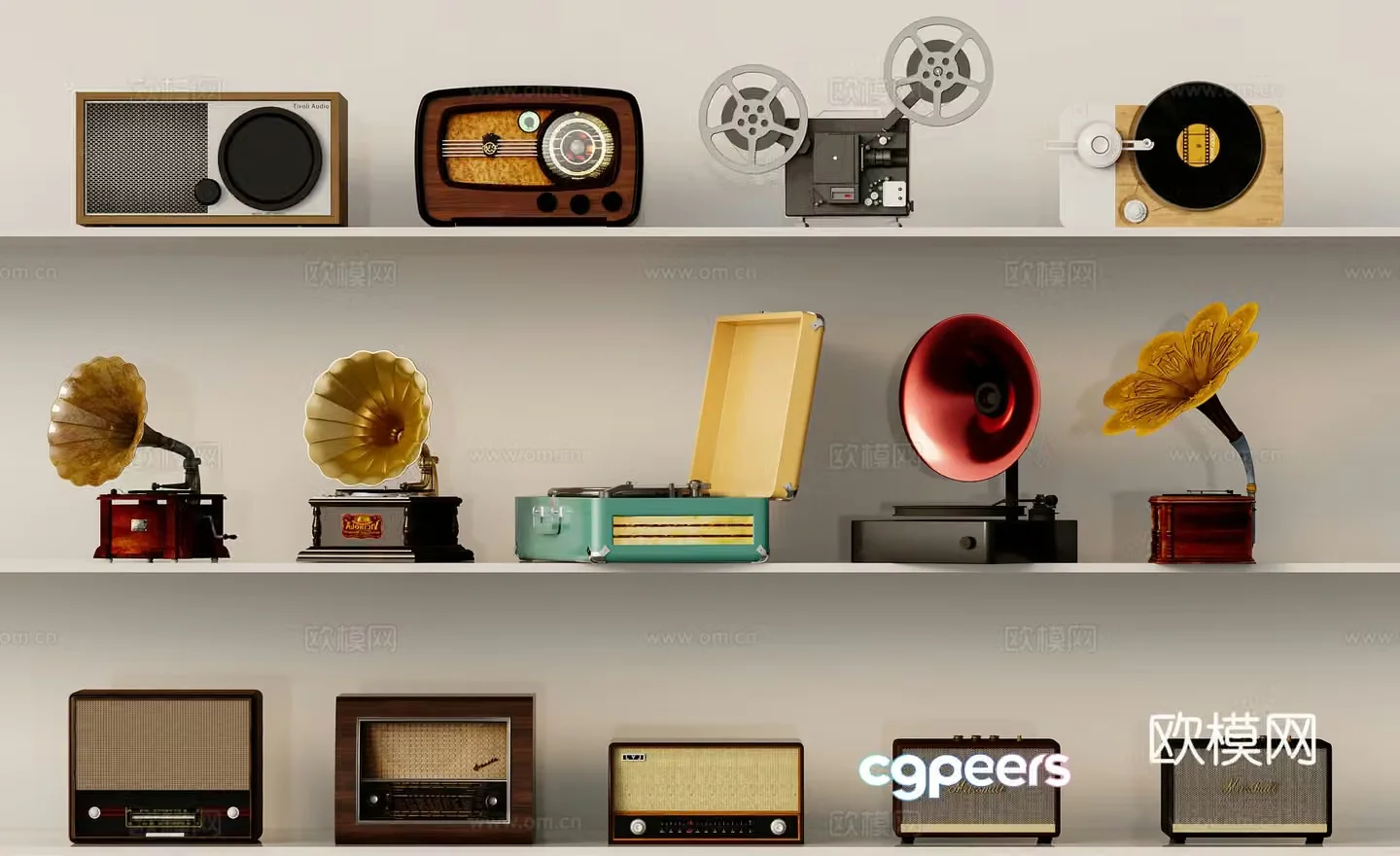 retro radio recorder retro audio 3d model