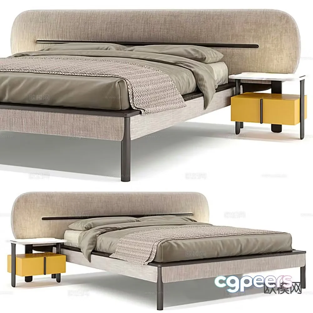 Modern double bed 3d model