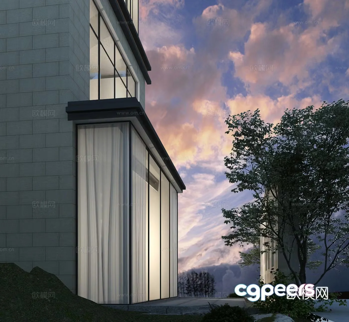 Modern villa exterior 3d model