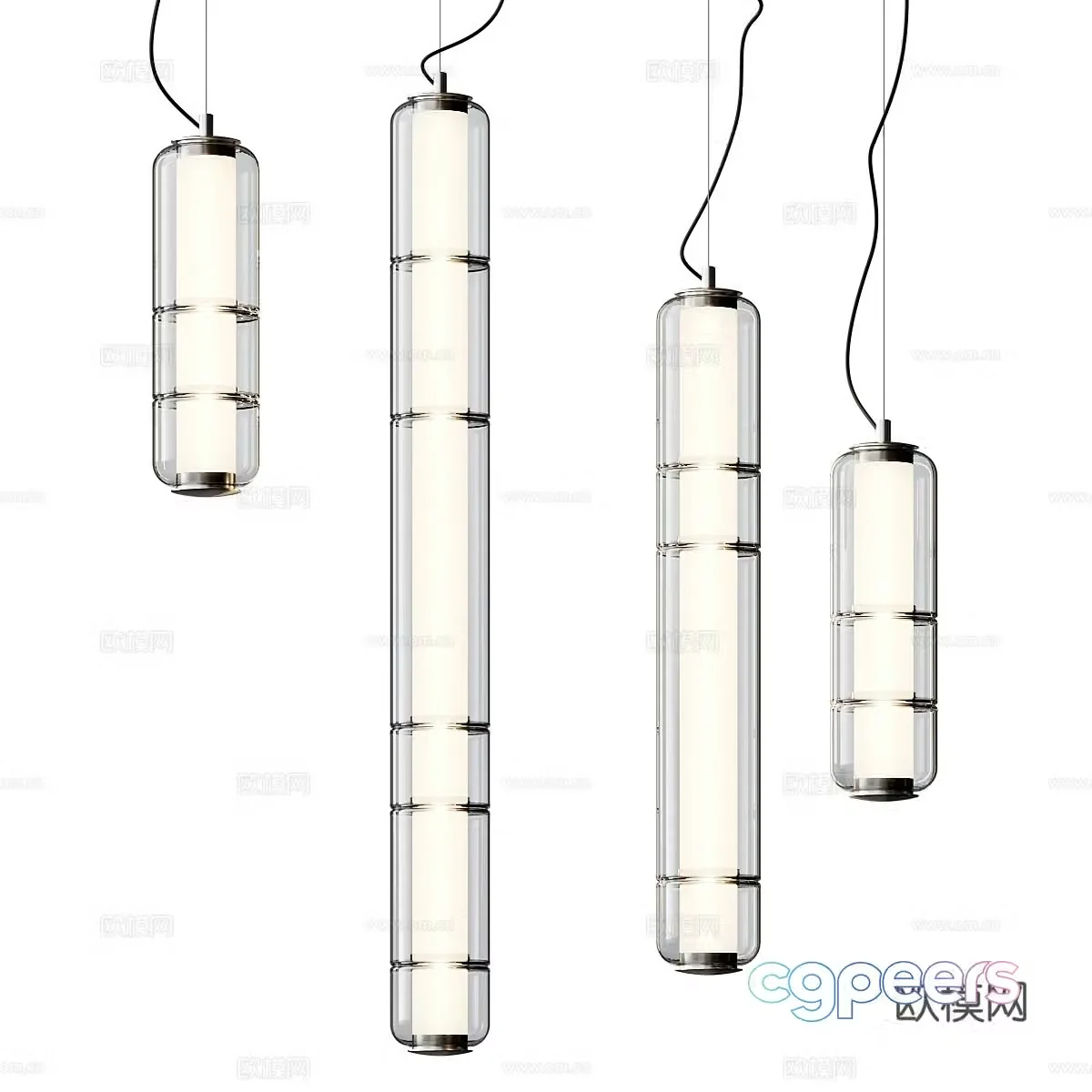 Modern light luxury minimalist glass decorative chandelier 3d model