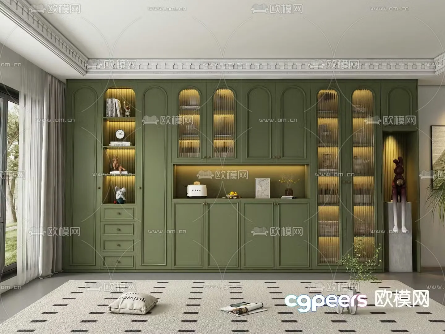 French wine cabinet sideboard 3d model