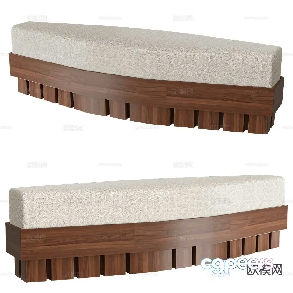 Modernature bench stool fabric stool 3d model