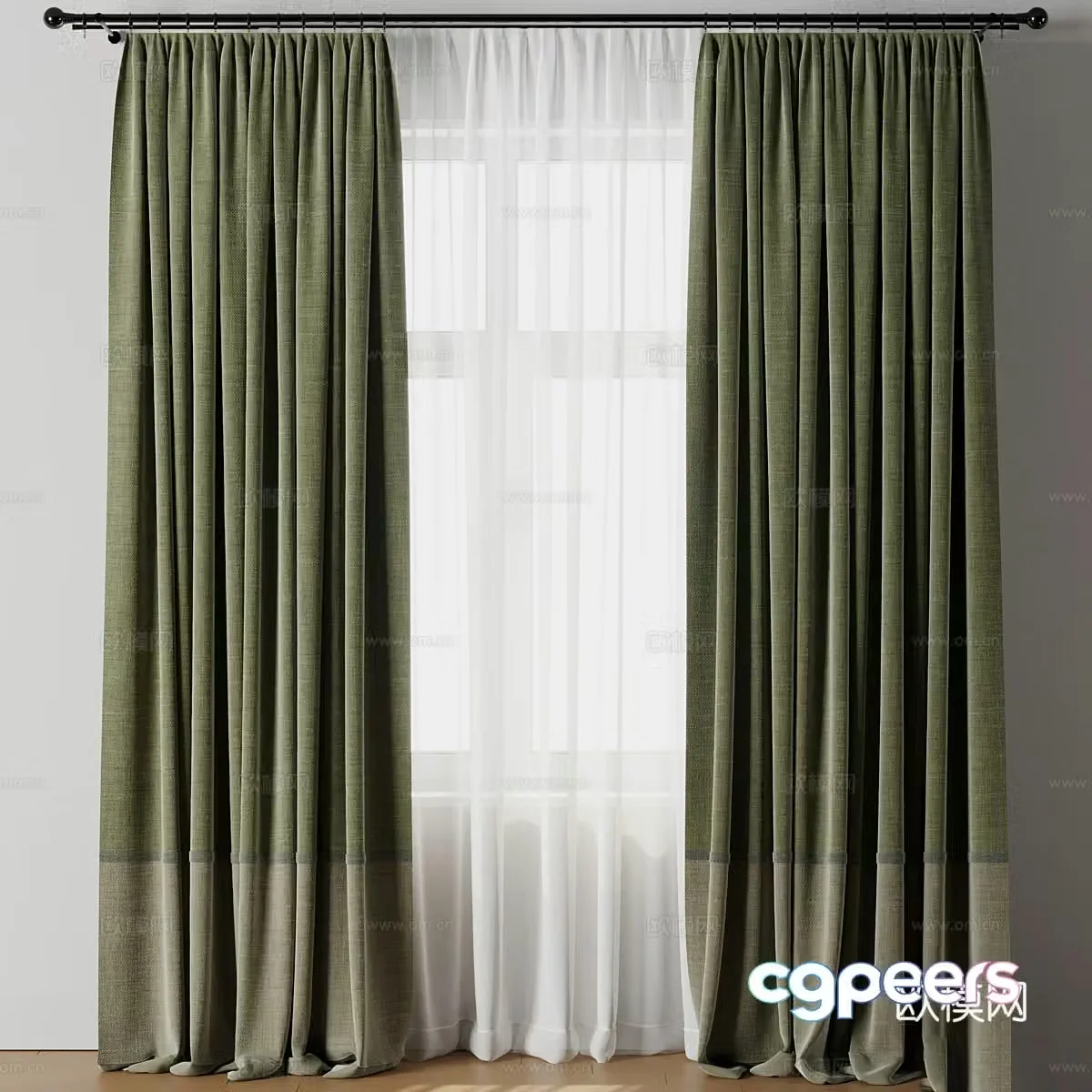 New Chinese style fabric curtain 3D model