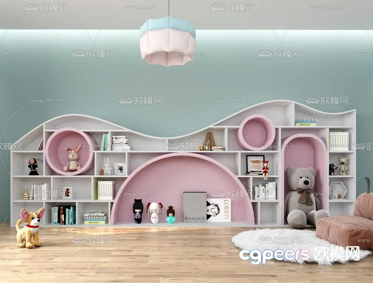 Modern children’s bookcase toy cabinet 3d model