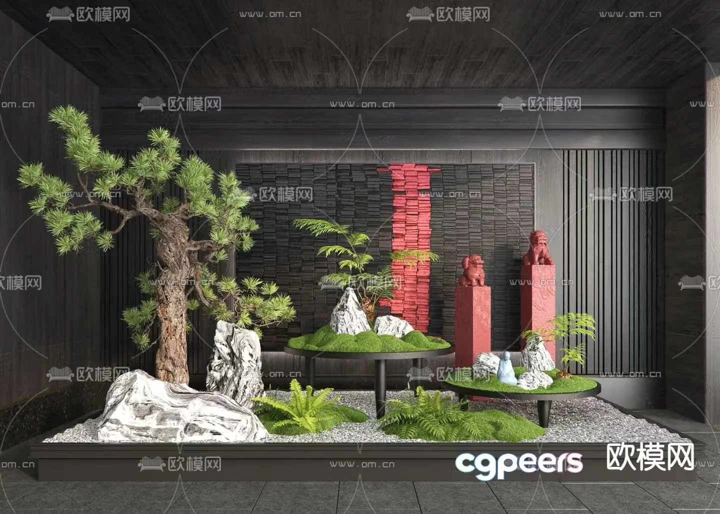 Indoor landscaping plant pile 3d model