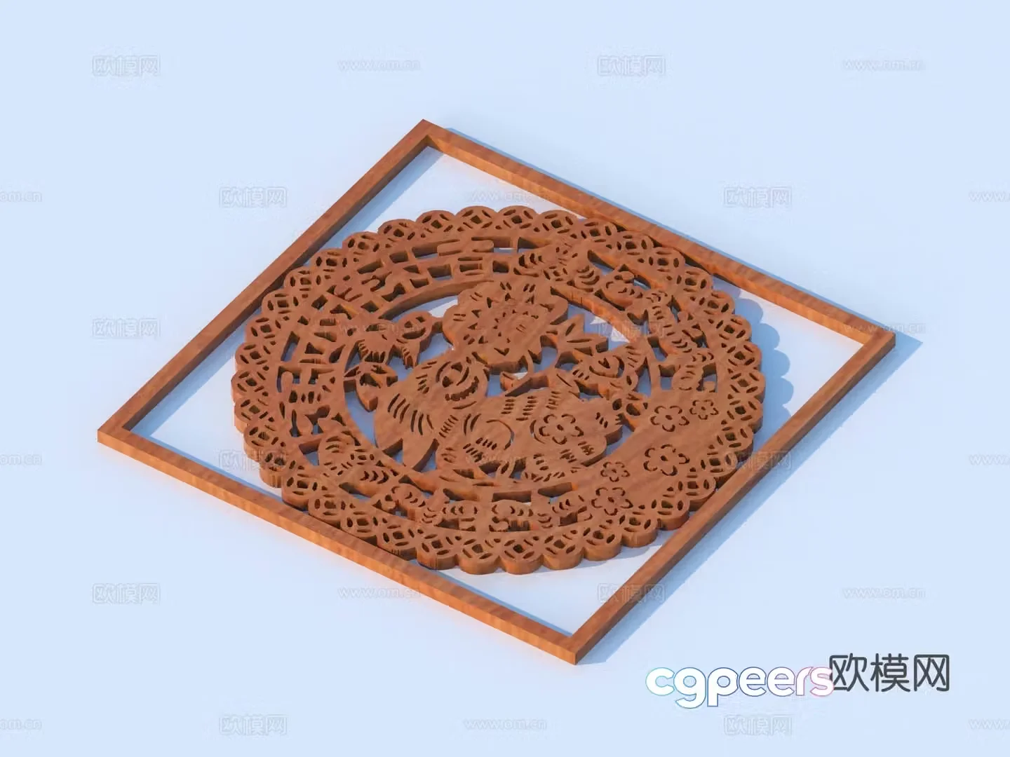 Carved window Grating window Hollow window Relief Wood carving 3D model